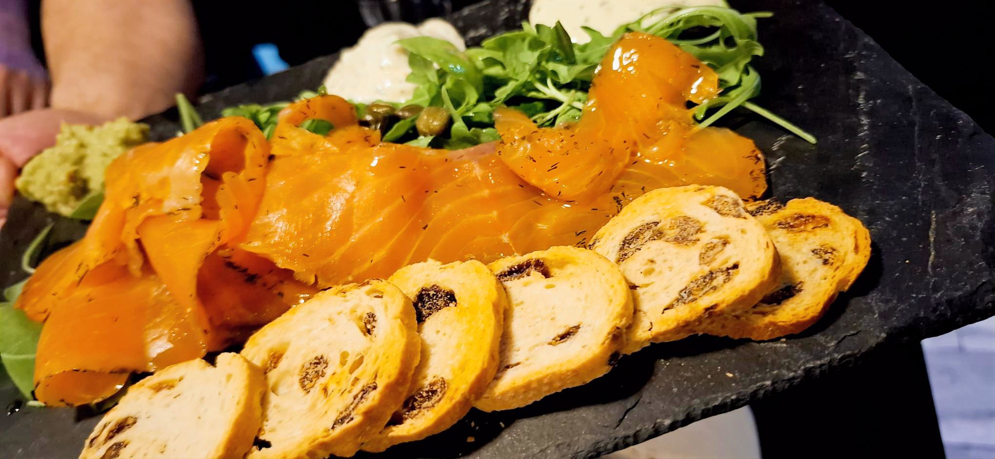 Marinated salmon platter